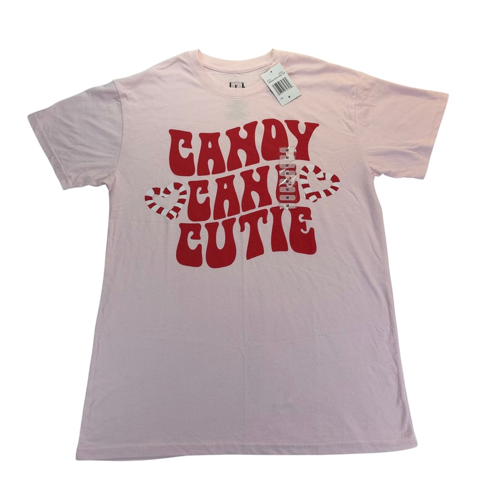 Isaac Morris Candy Cane Cutie Retro Graphic T-Shirt Pink Holiday Christmas